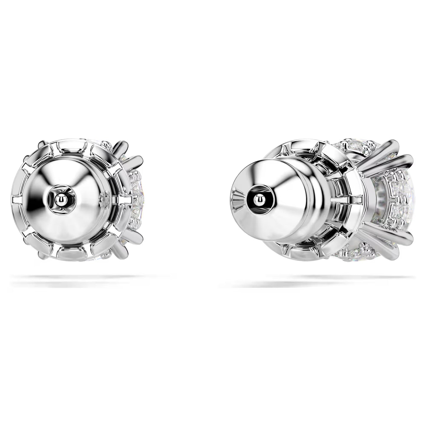 Stilla stud earrings, Round cut, White, Rhodium plated