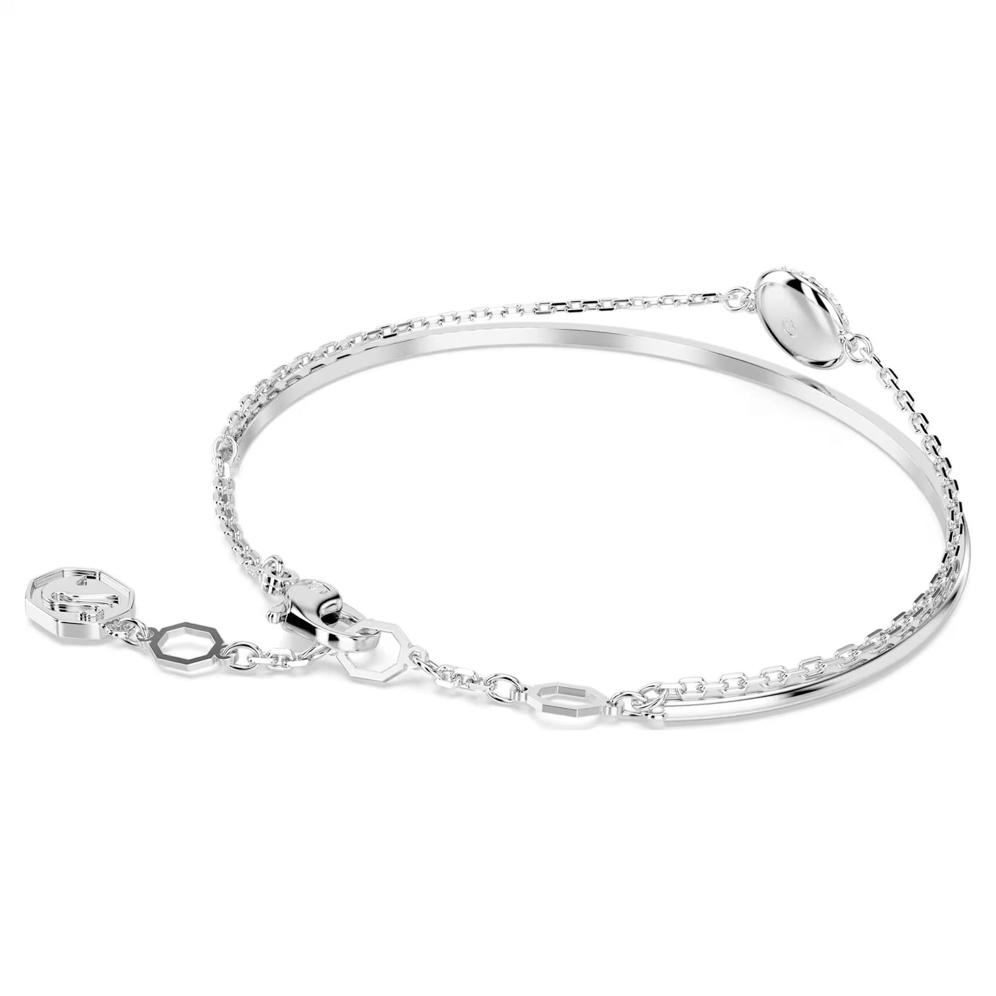 Sublima bangle, White, Rhodium plated, Medium
