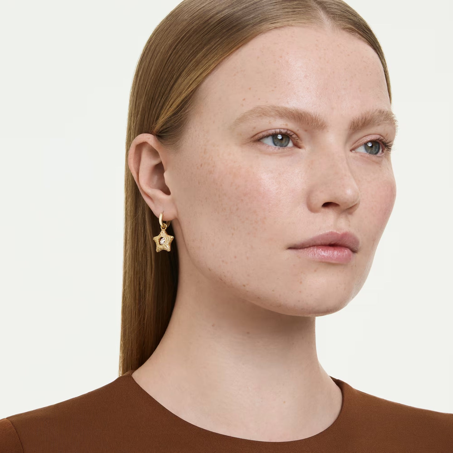 Sublima drop earrings, Round cut, Star, Multicoloured, 18K gold finish