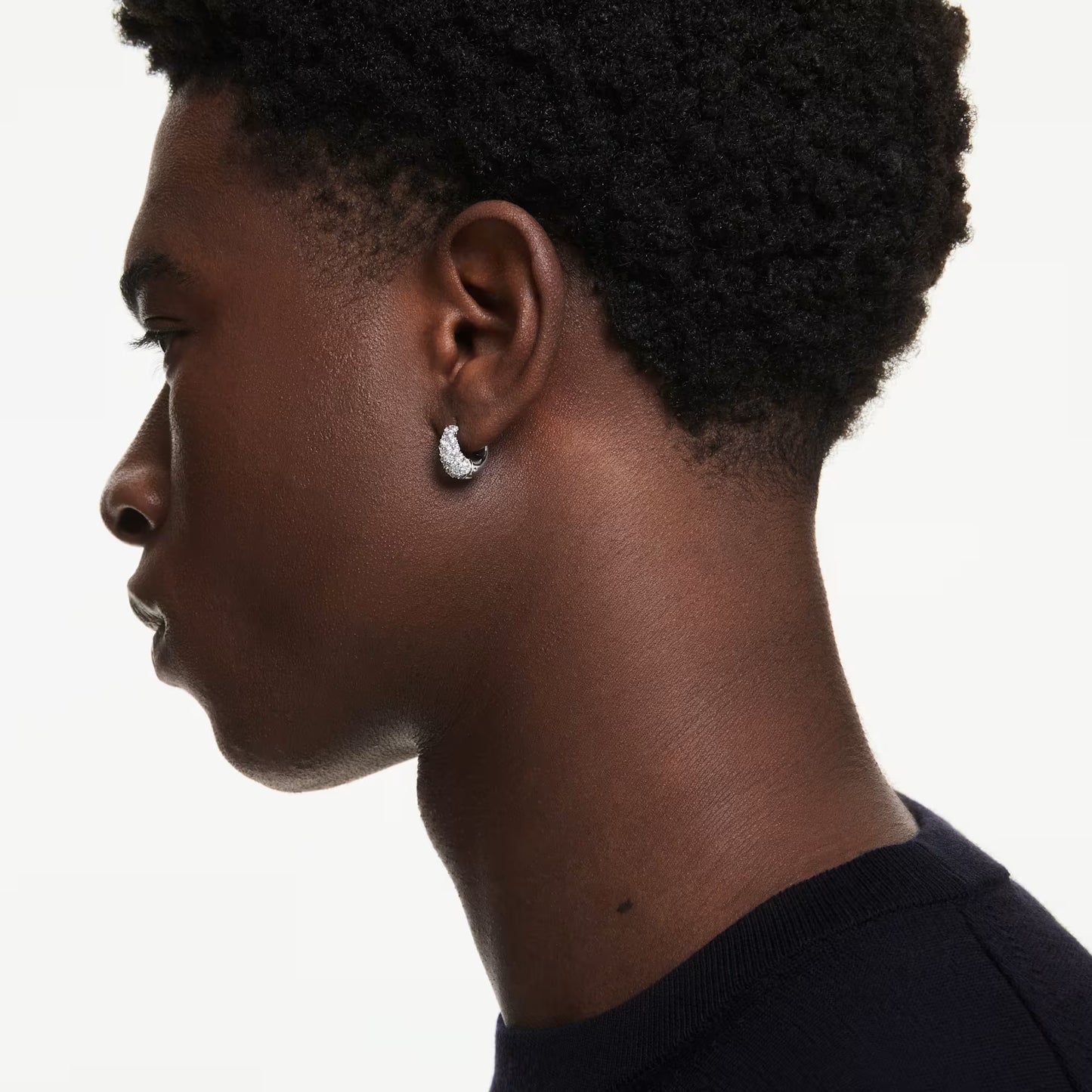 Sublima earrings, White, Rhodium plated