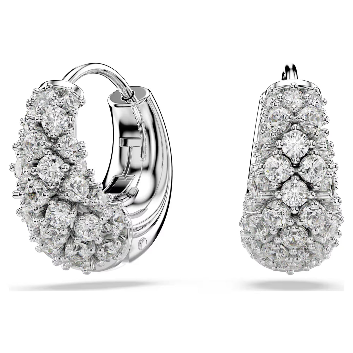 Sublima earrings, White, Rhodium plated