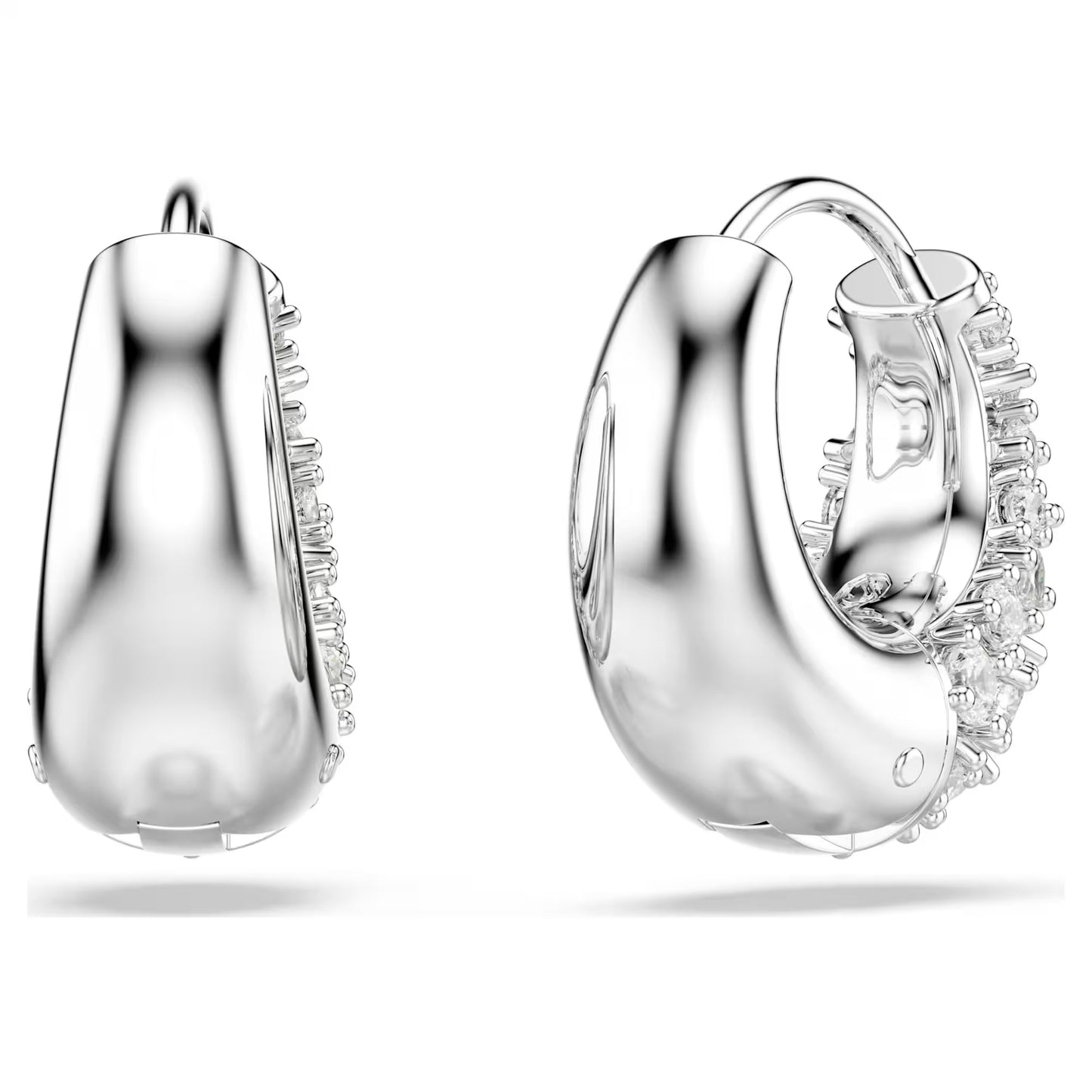 Sublima earrings, White, Rhodium plated
