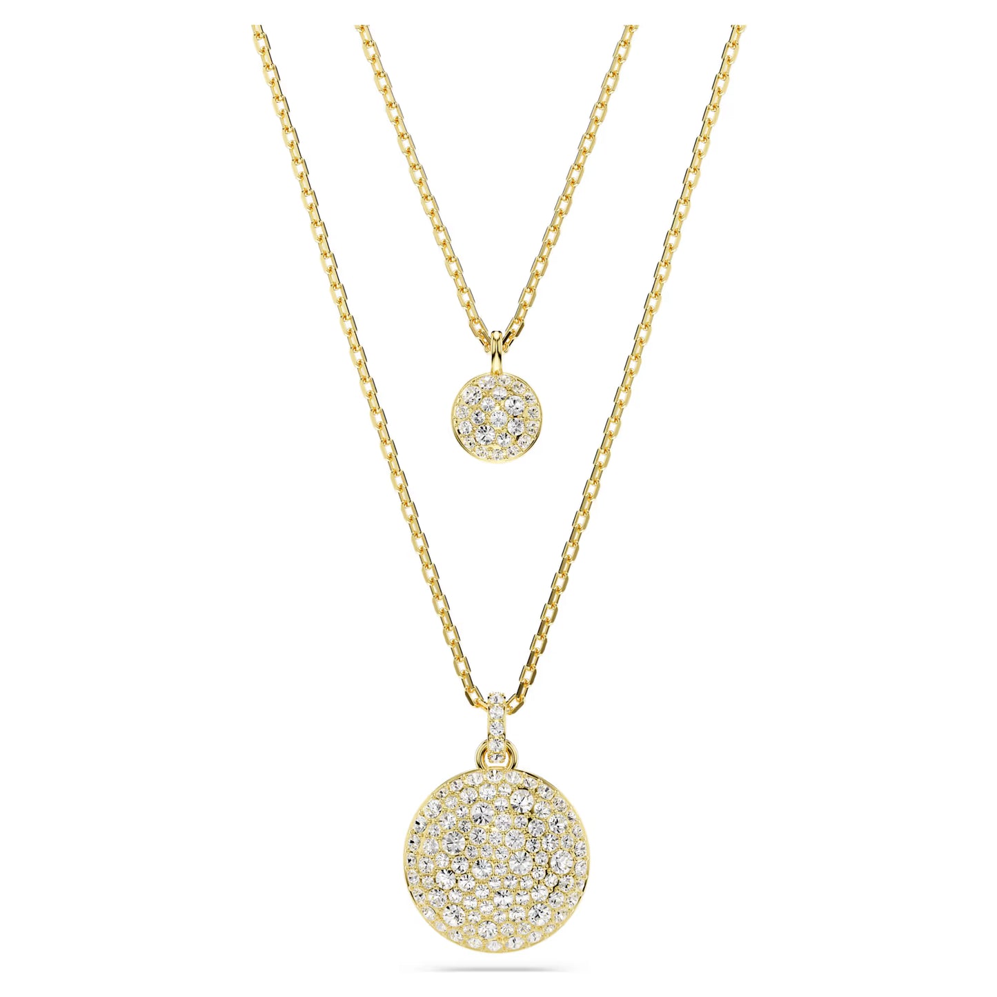 Sublima layered pendant, White, Gold-tone plated