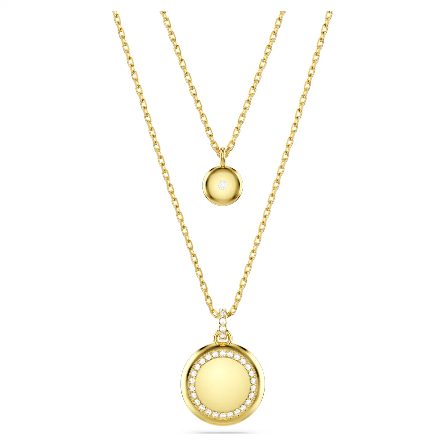 Sublima layered pendant, White, Gold-tone plated