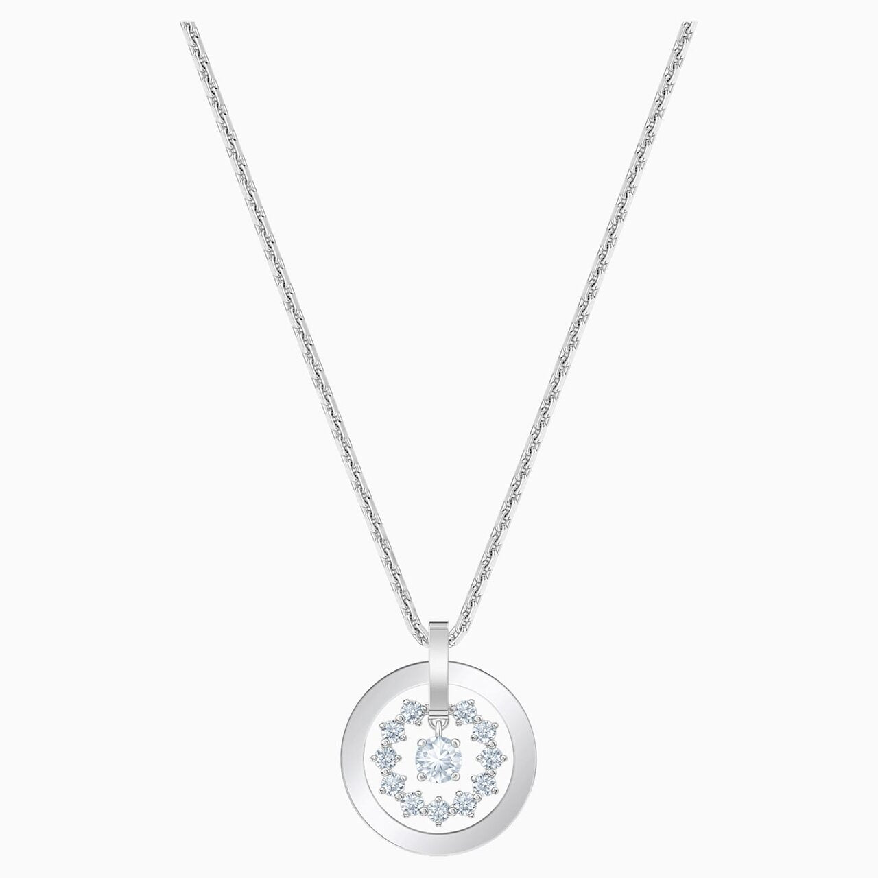 Hyperbola necklace, White, Rhodium plated