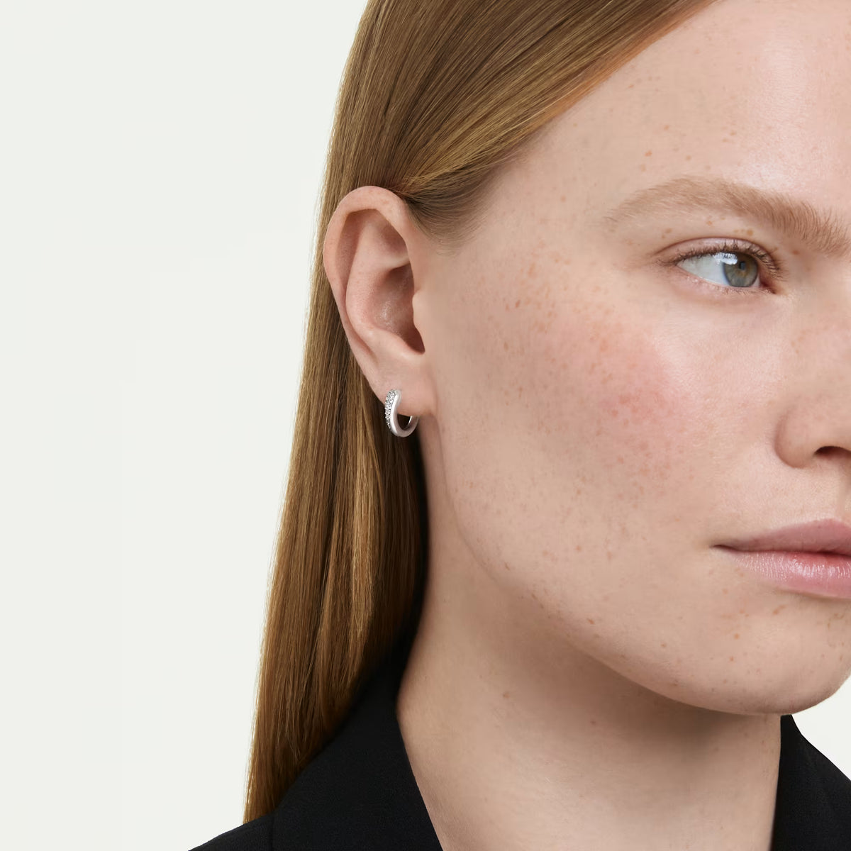 Classica drop and hoop earrings, Round cut, White, Sterling silver