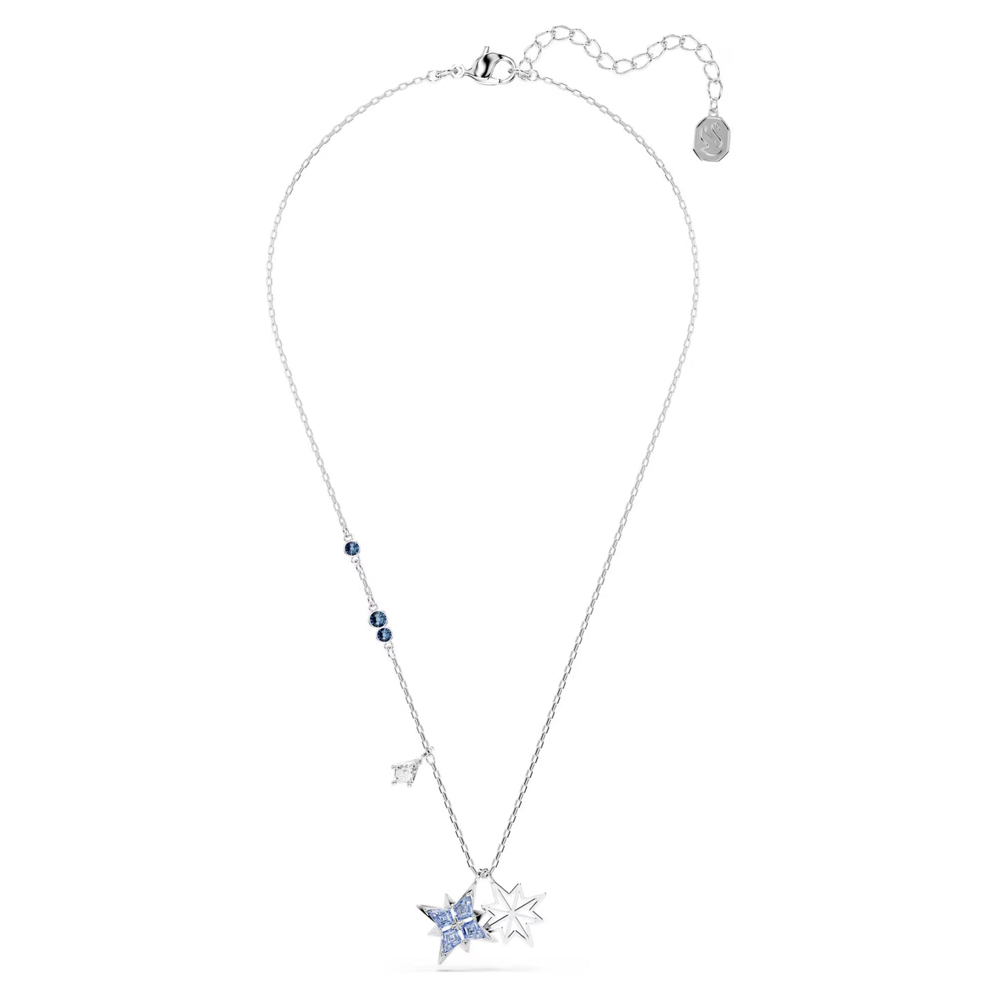 Symbolica pendant, Star, Blue, Rhodium plated