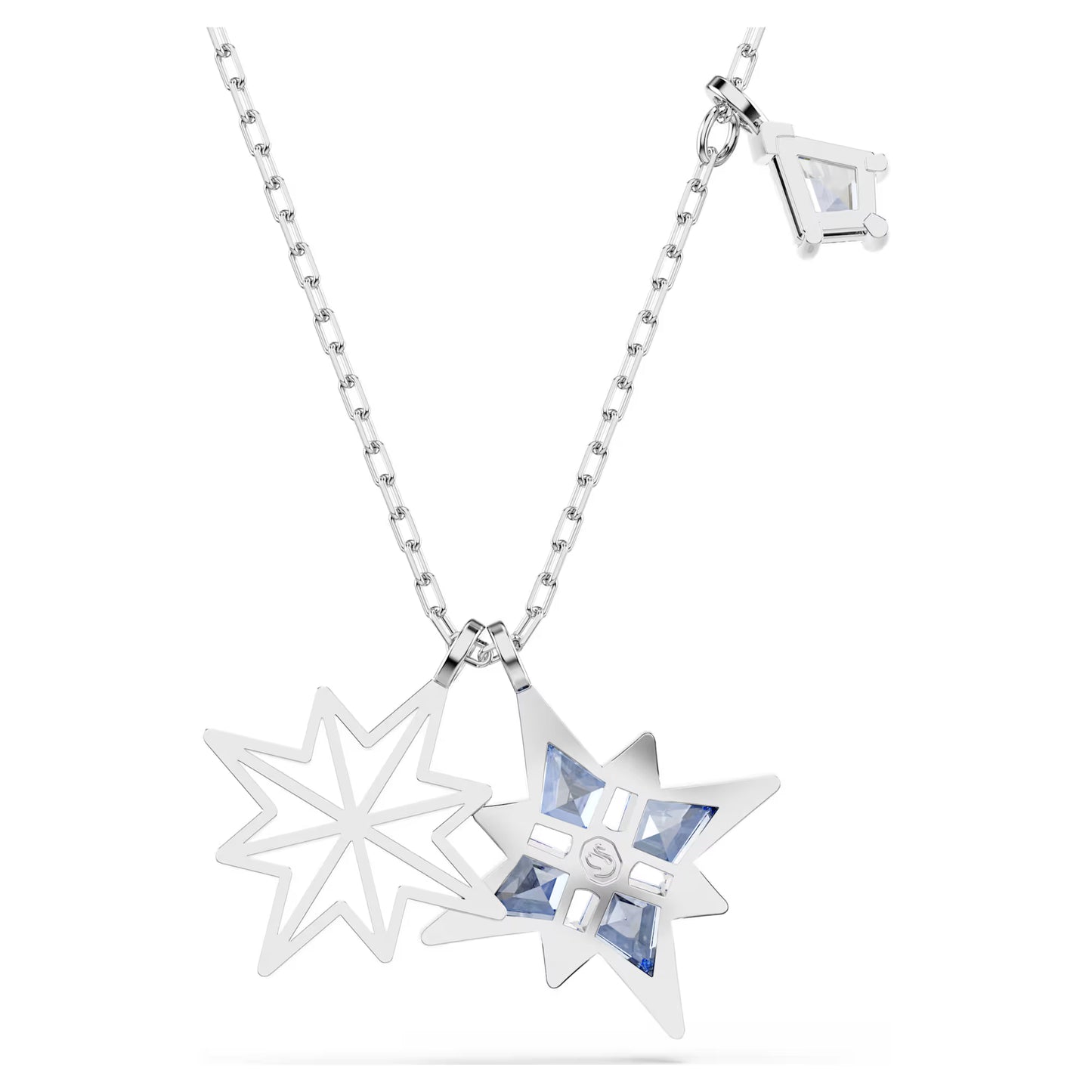 Symbolica pendant, Star, Blue, Rhodium plated