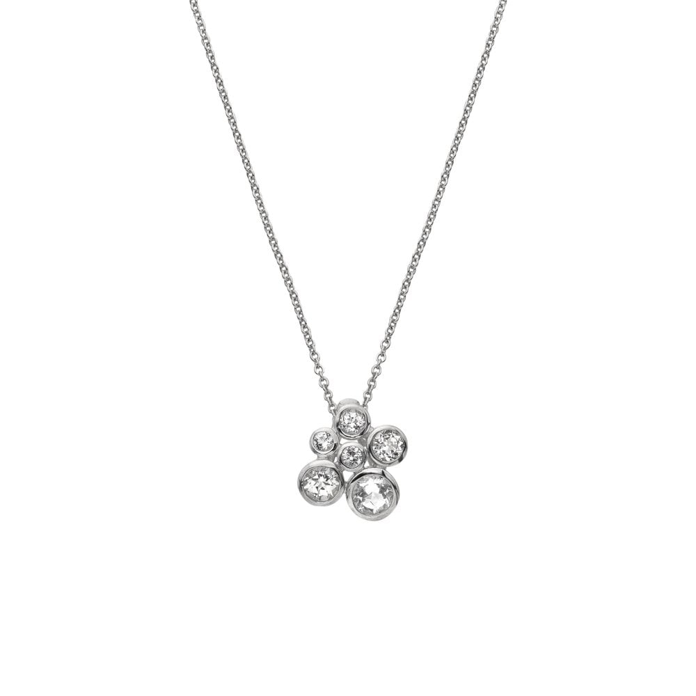 Silver CZ Cluster Necklace