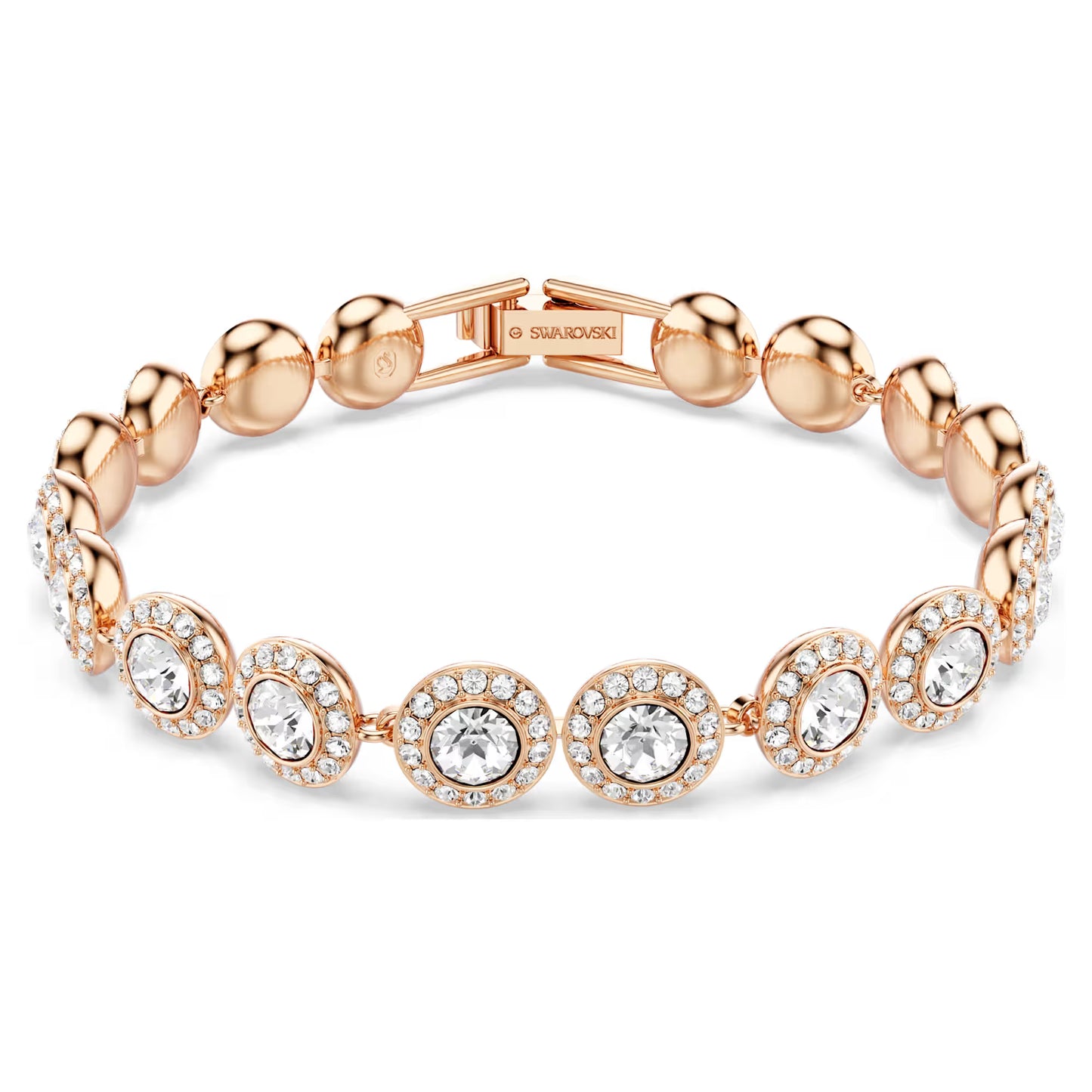 Una Angelic Tennis bracelet, Round, Pavé, Rose, M