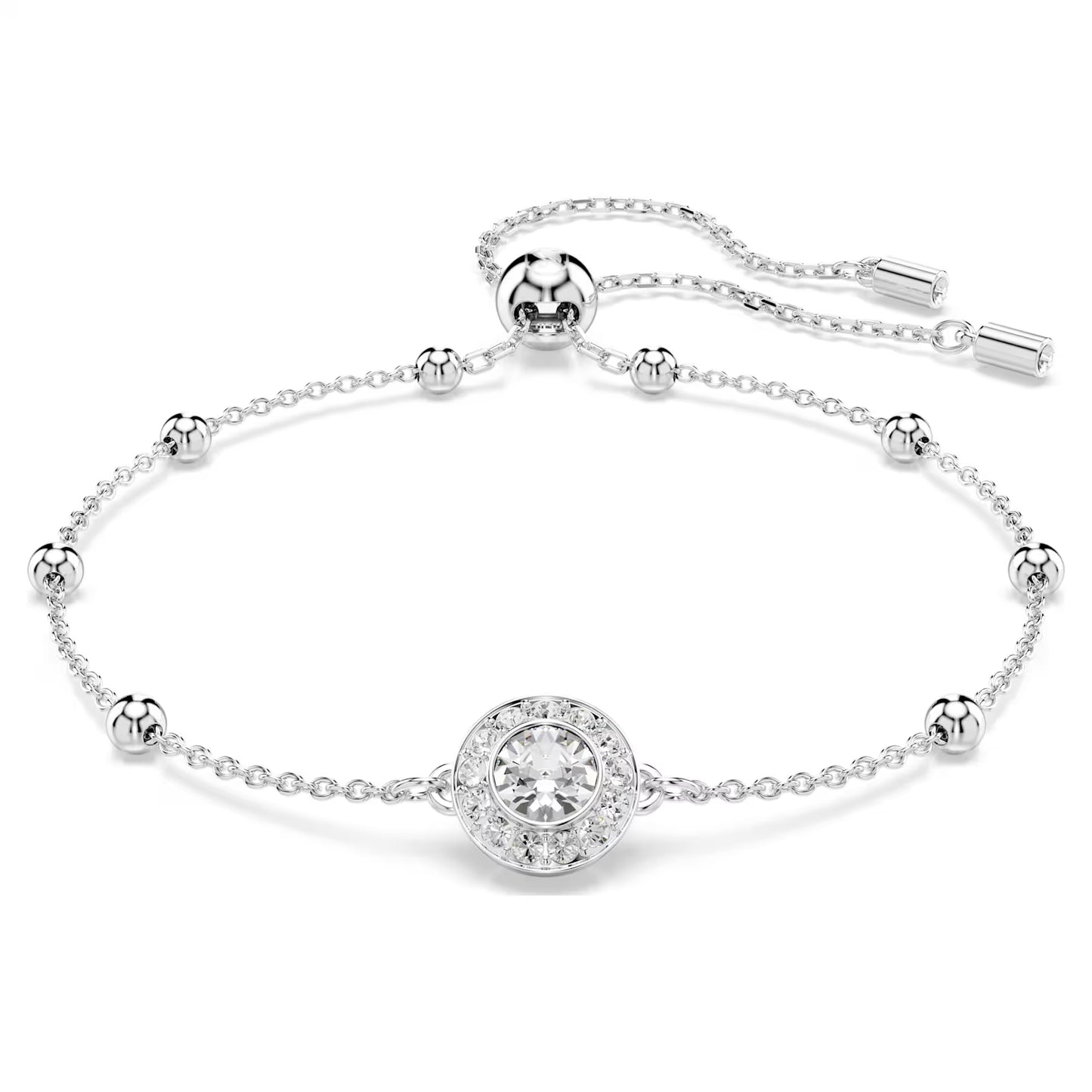 Una Angelic bracelet, Round cut, White, Rhodium plated