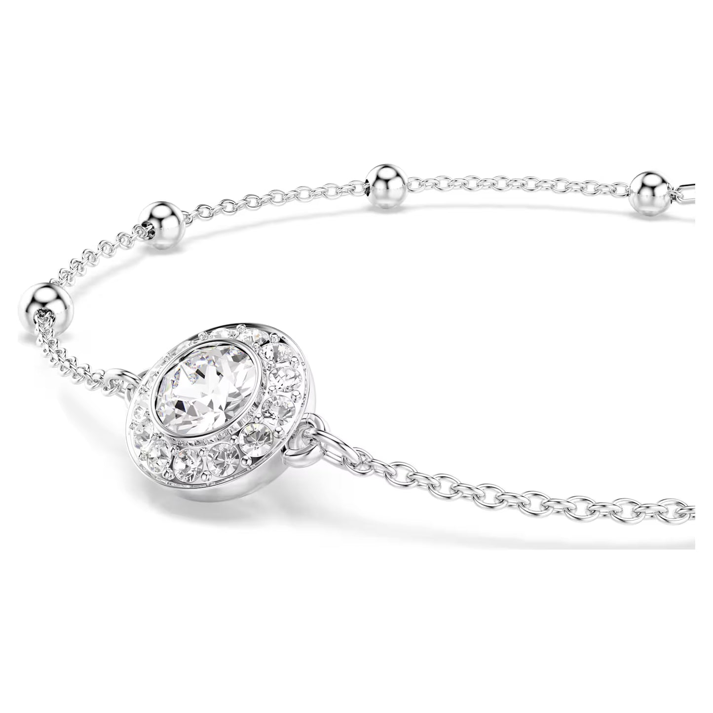 Una Angelic bracelet, Round cut, White, Rhodium plated