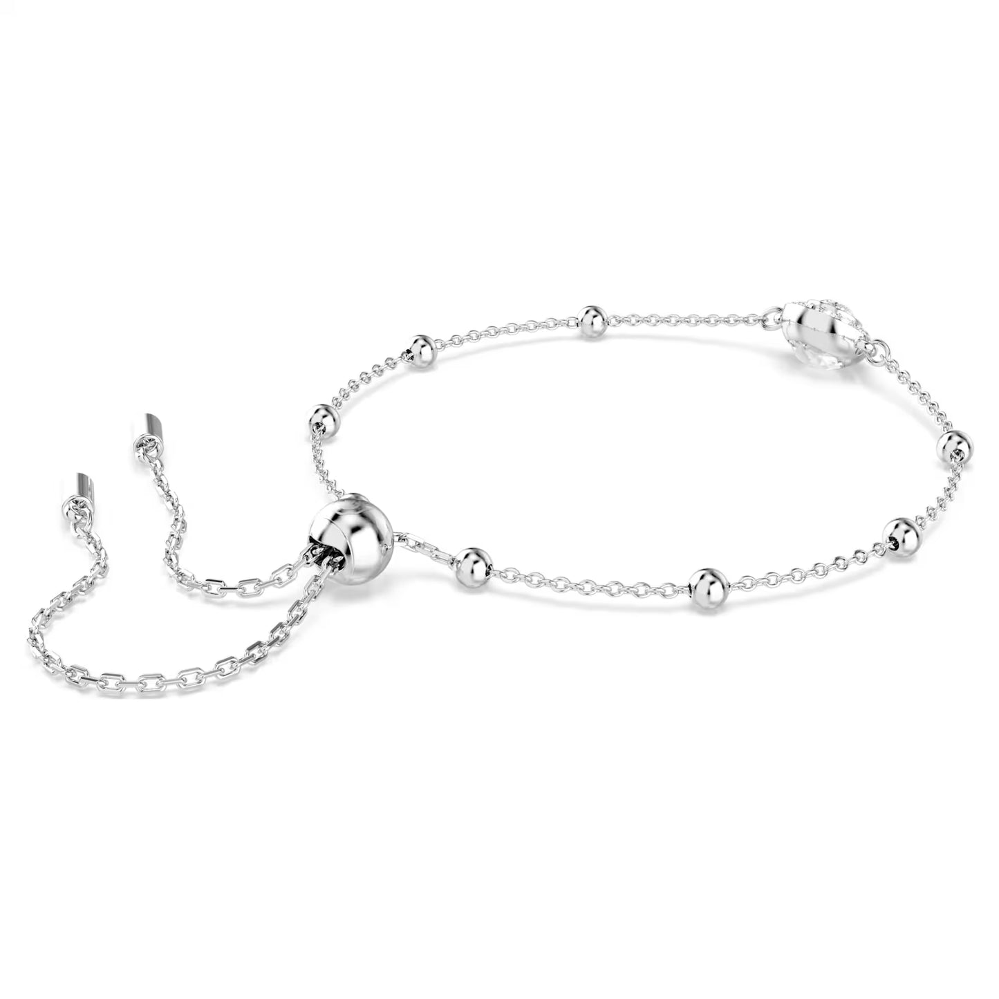 Una Angelic bracelet, Round cut, White, Rhodium plated