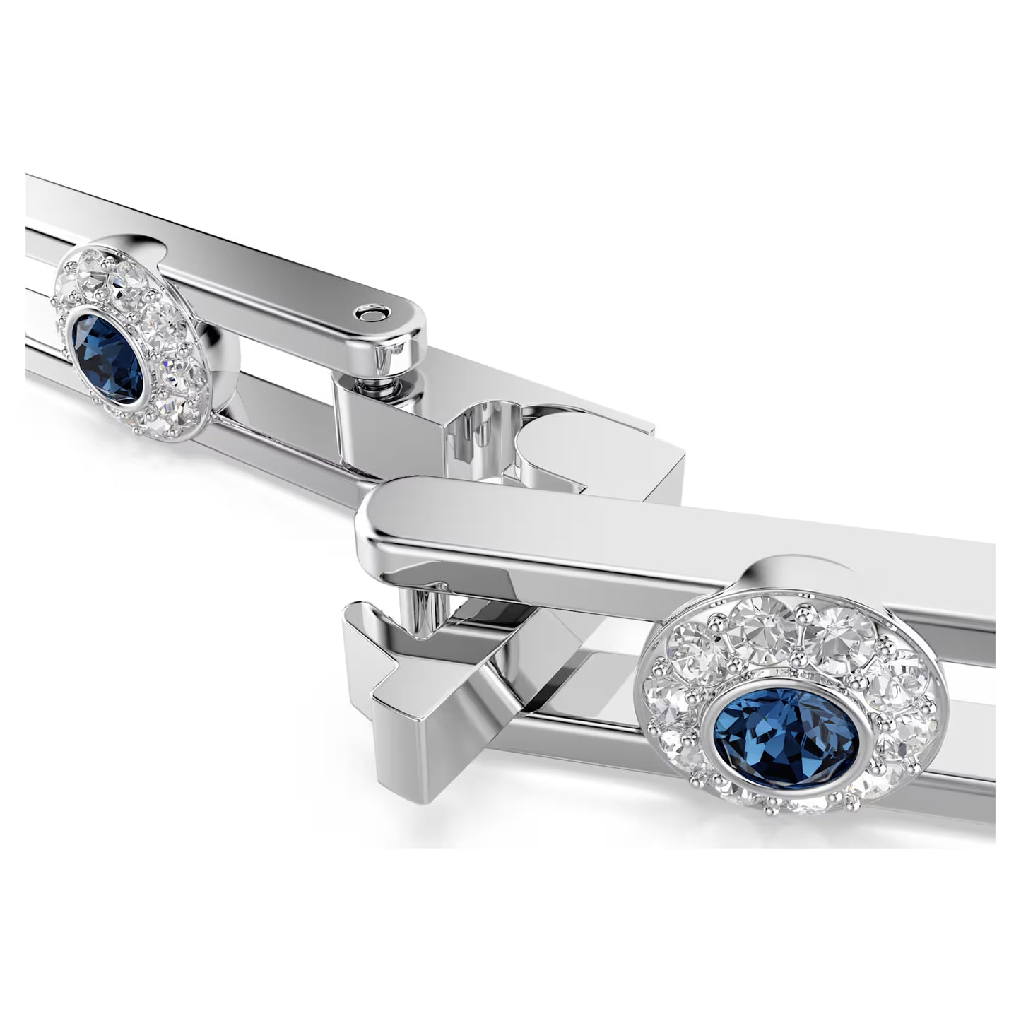 Una Angelic extender, Round cut, Blue, Rhodium plated