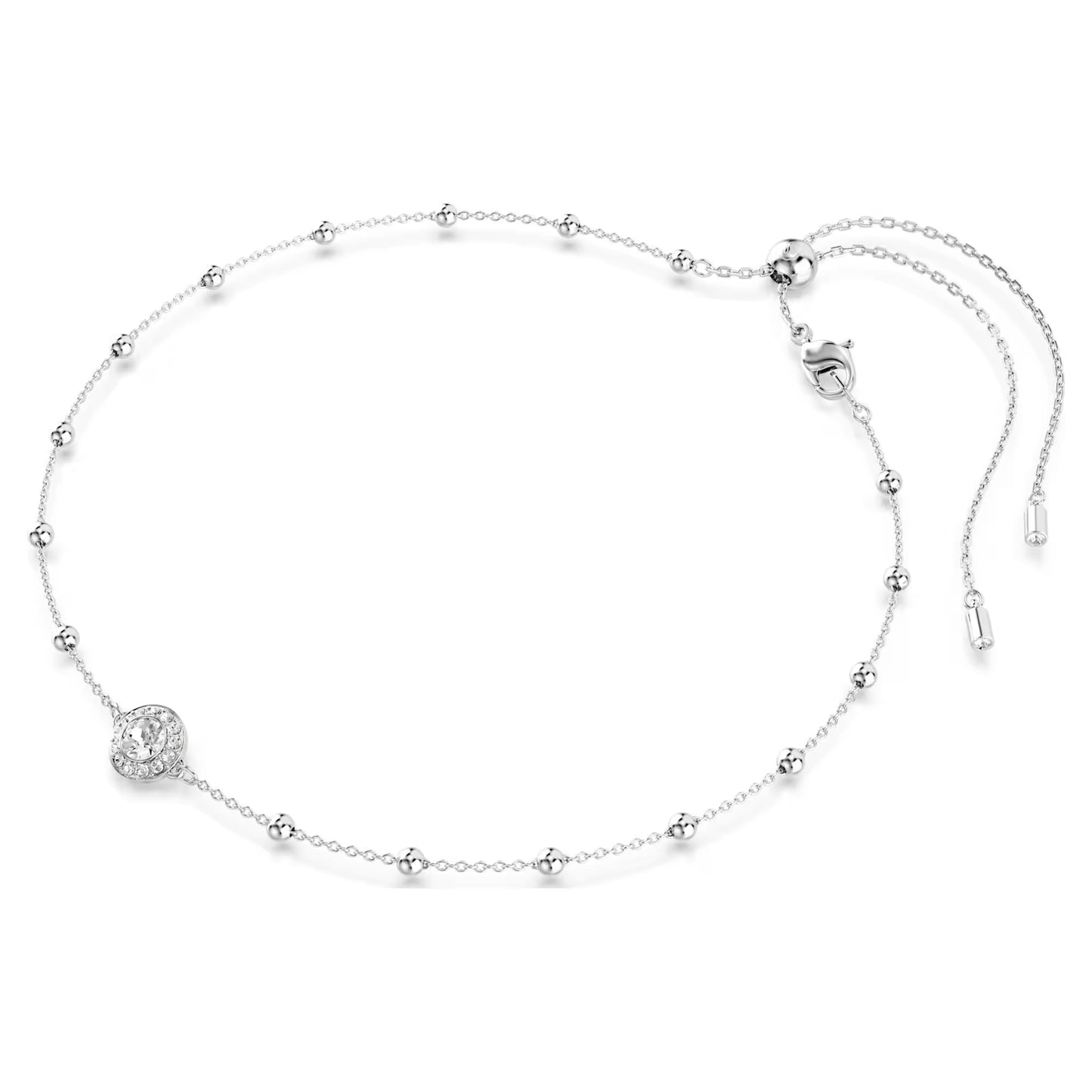 Una Angelic pendant, Round cut, Double sided motifs, White, Rhodium plated