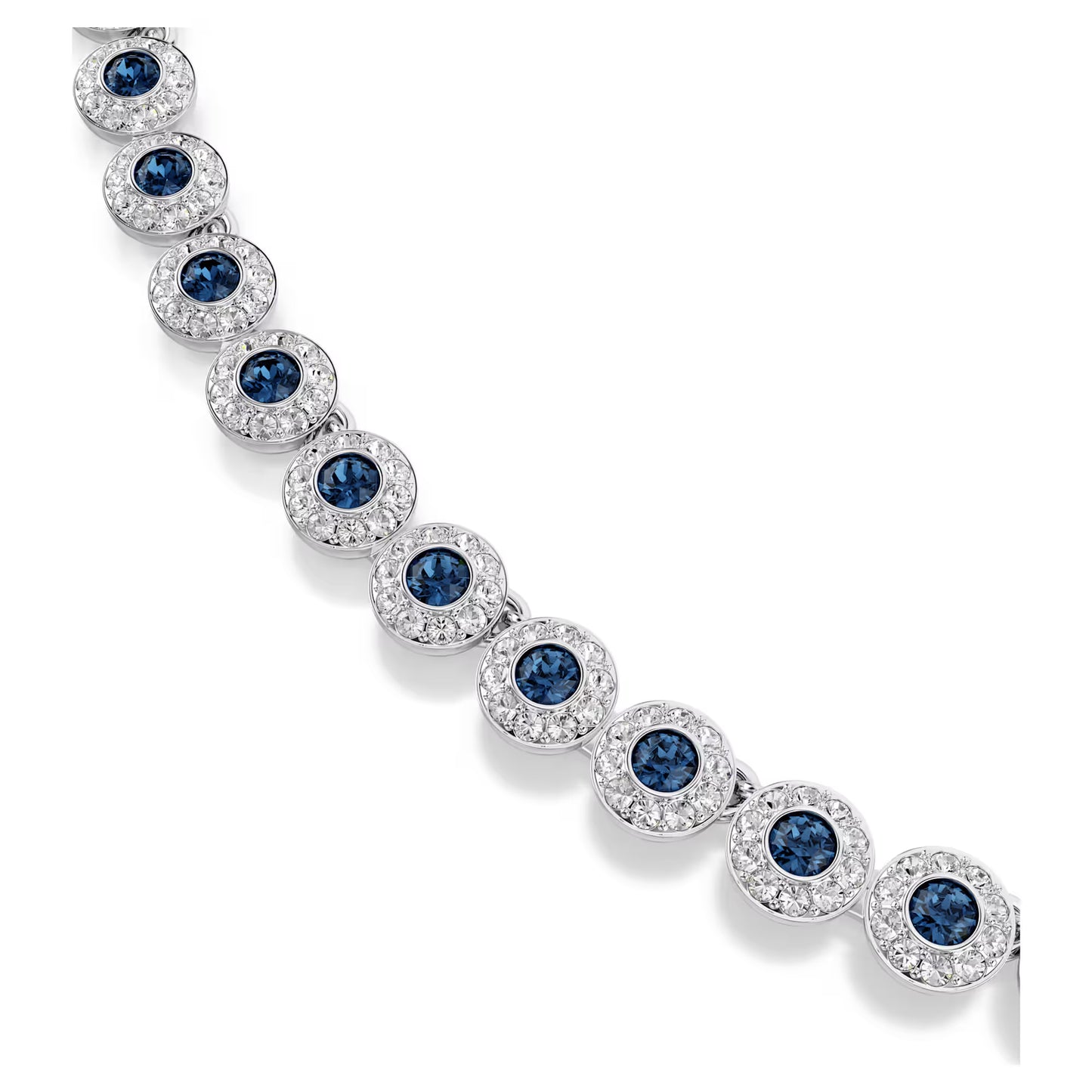 Una Angelic Tennis necklace, Round cut, Blue, Rhodium plated