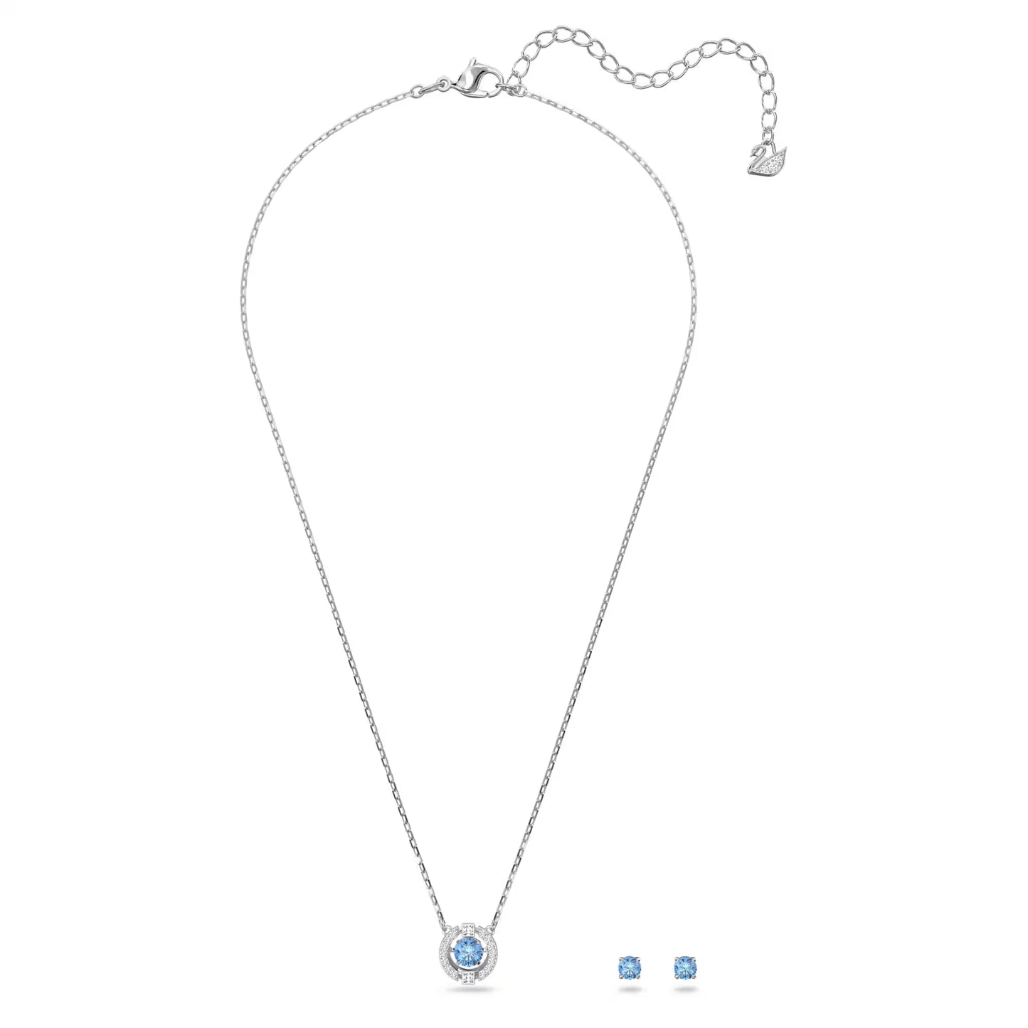 Una set, Round cut, Blue, Rhodium plated