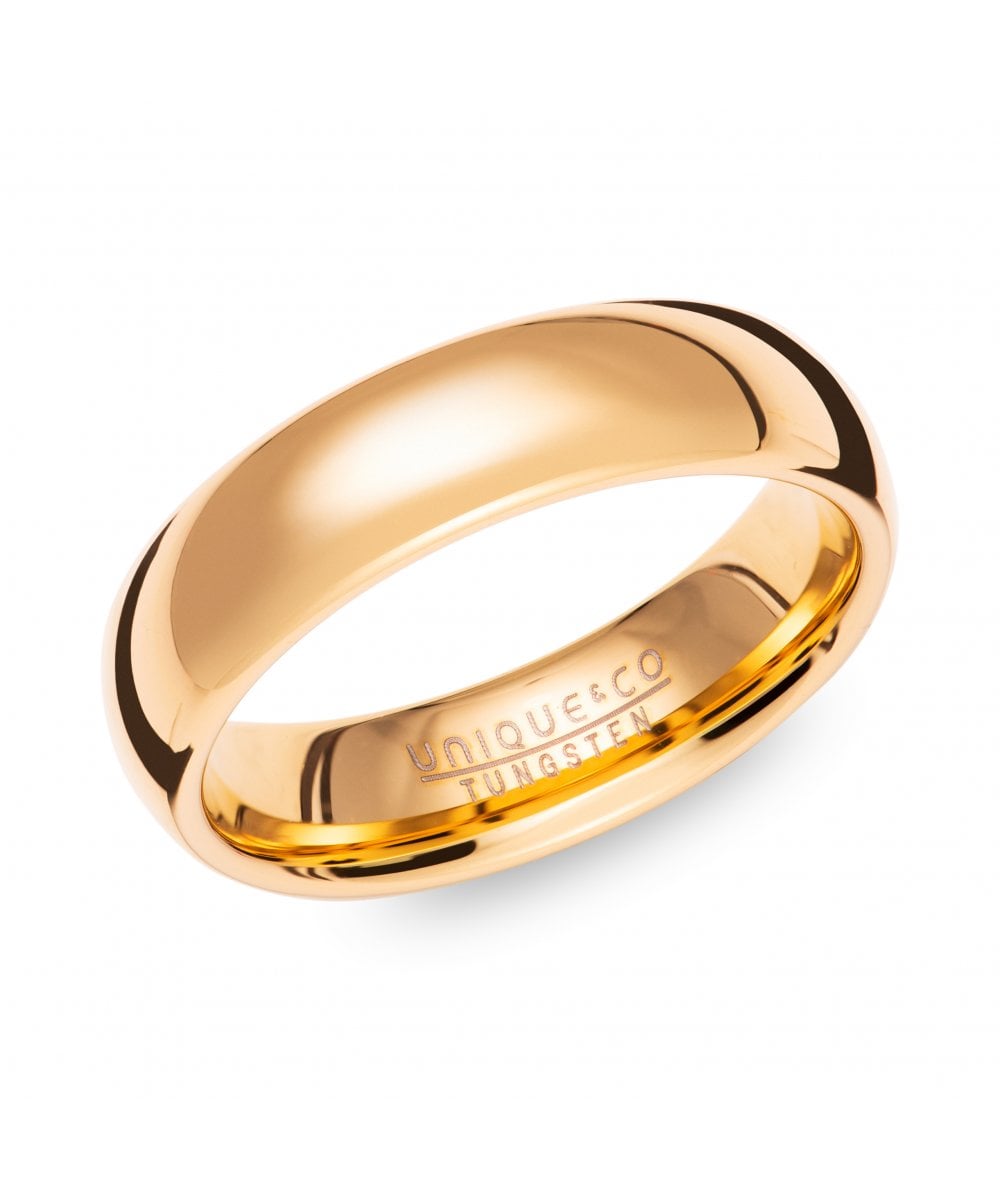 Tungsten Carbide Ring with Yellow IP Plating - Size 68
