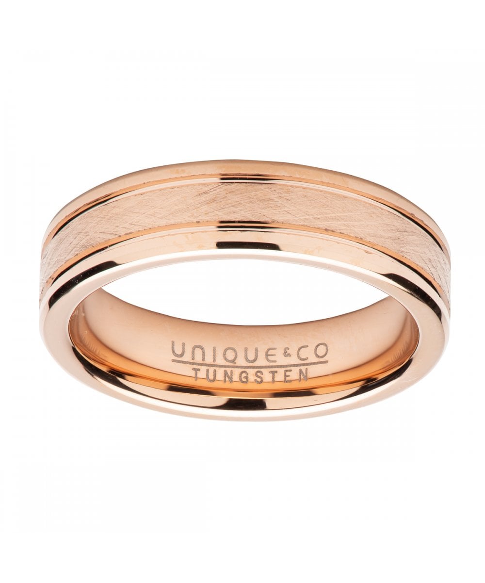 Tungsten Carbide Ring with Rose IP Plating 6mm - Size 66