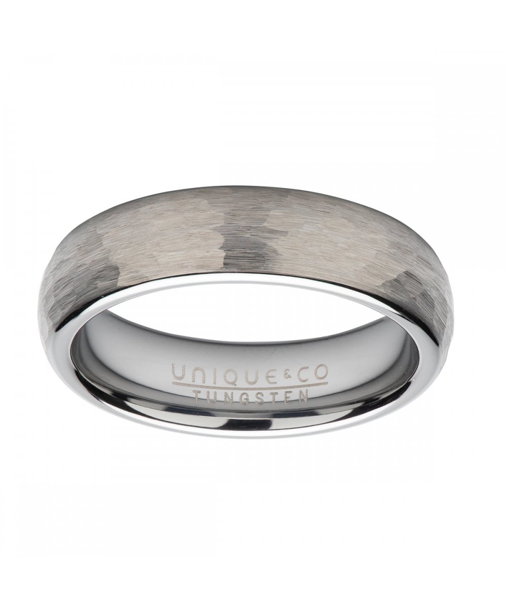 Tungsten 6mm Hammered Finish Ring - Size 64