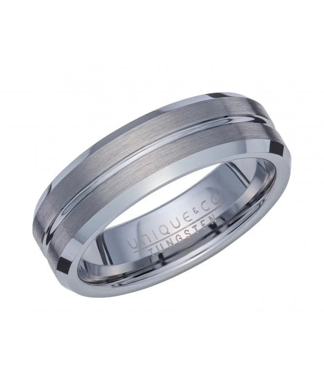 Tungsten Carbide 7mm Bevelled Edge Ring - Size 66