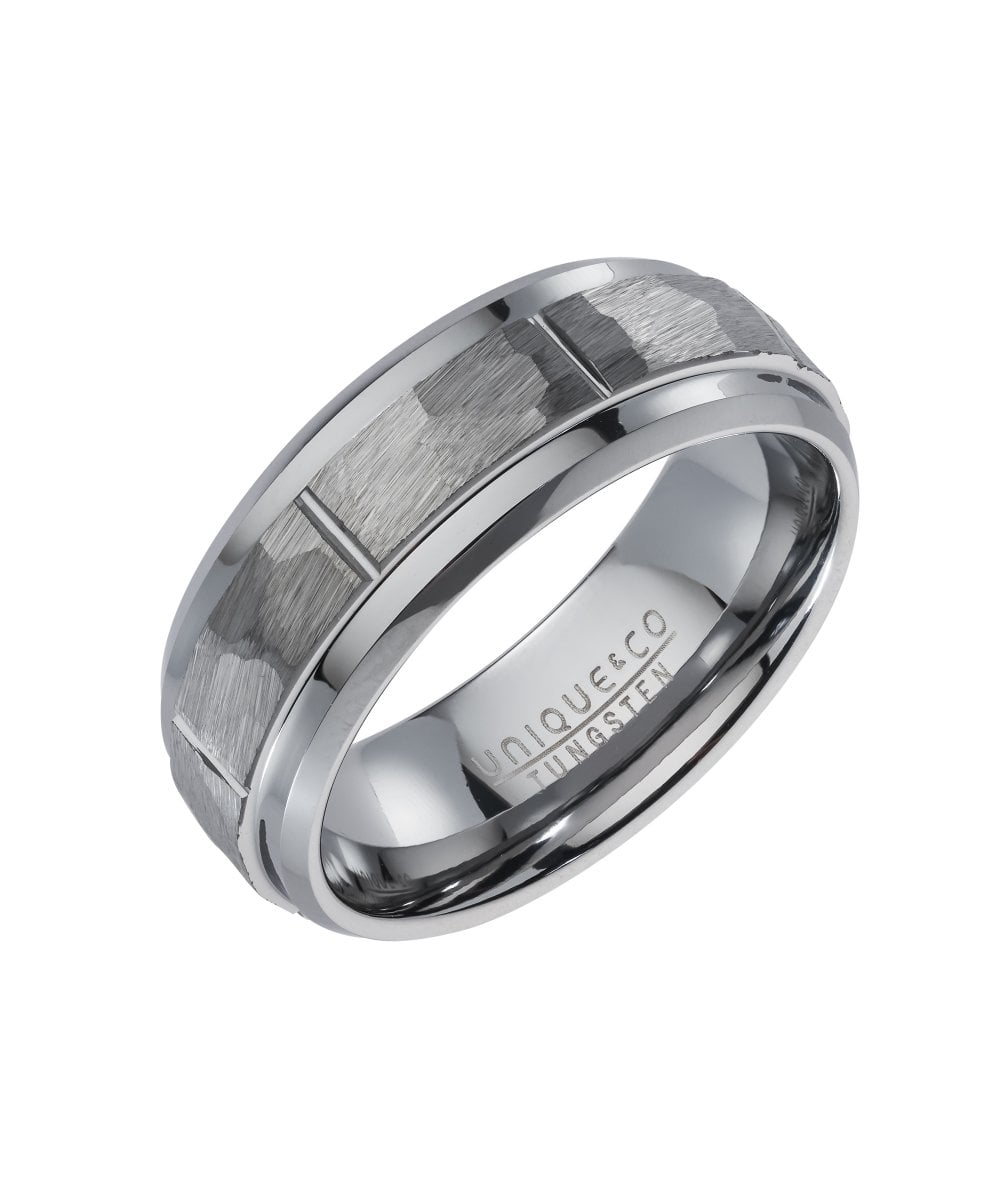 Tungsten 8mm Patterned Ring - Size 62