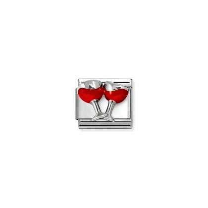 Silver Red Wine Glasses Charm