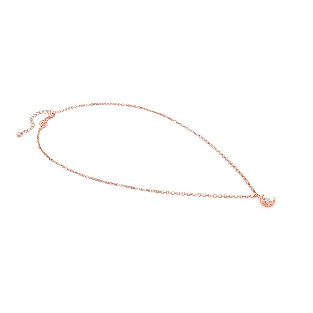 Sweetrock Rose Gold Plated Moon CZ Necklace