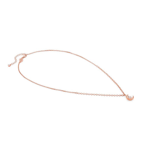 Sweetrock Rose Gold Plated Moon CZ Necklace