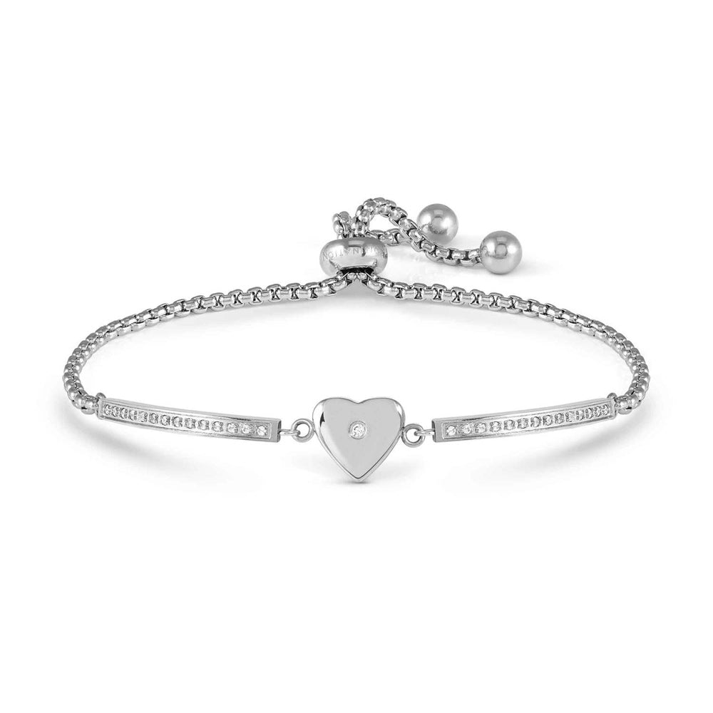 Milleluci Refined Bracelet in Stainless Steel and Cubic Zirconia Heart