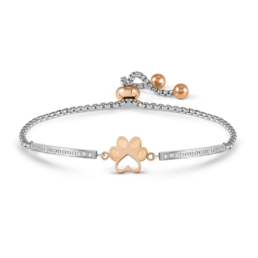 Milleluci Refined Bracelet in Steel and Cubic Zirconia Dog Footprint Rose Gold