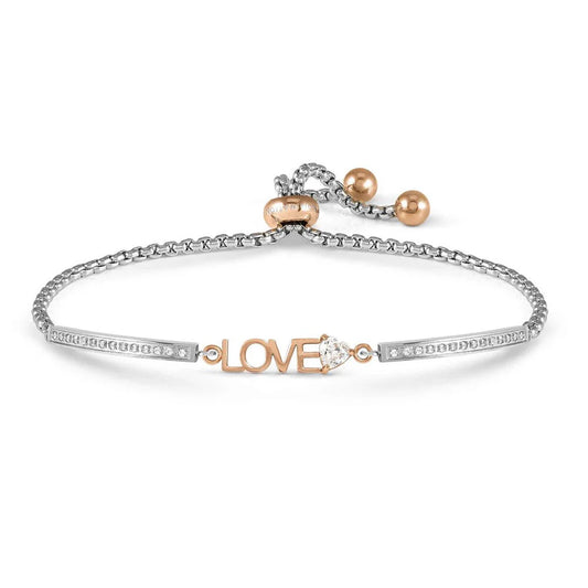 Milleluci Two Tone Silver Rose Gold Love Toggle Bracelet