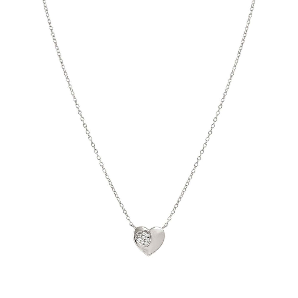 Petit Sparkle Necklace in 925 Sterling Silver and Cubic Zirconia Heart