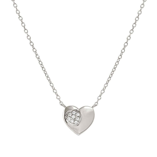 Petit Sparkle Necklace in 925 Sterling Silver and Cubic Zirconia Heart