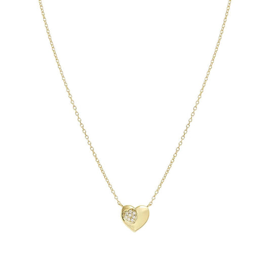 Petit Sparkle Necklace in 925 Sterling Silver and Cubic Zirconia Gold Heart
