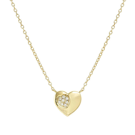 Petit Sparkle Necklace in 925 Sterling Silver and Cubic Zirconia Gold Heart