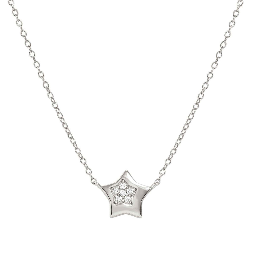 Petit Sparkle Necklace in 925 Sterling Silver and Cubic Zirconia Star