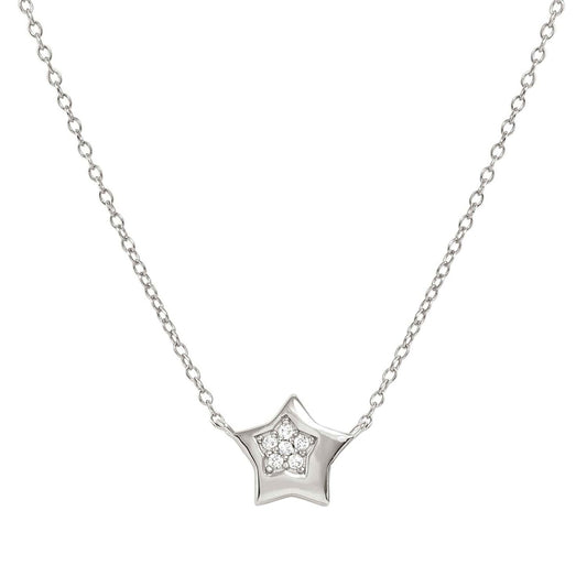 Petit Sparkle Necklace in 925 Sterling Silver and Cubic Zirconia Star