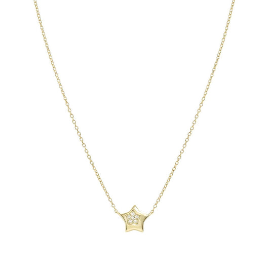 Petit Sparkle Necklace in 925 Sterling Silver and Cubic Zirconia Gold Star