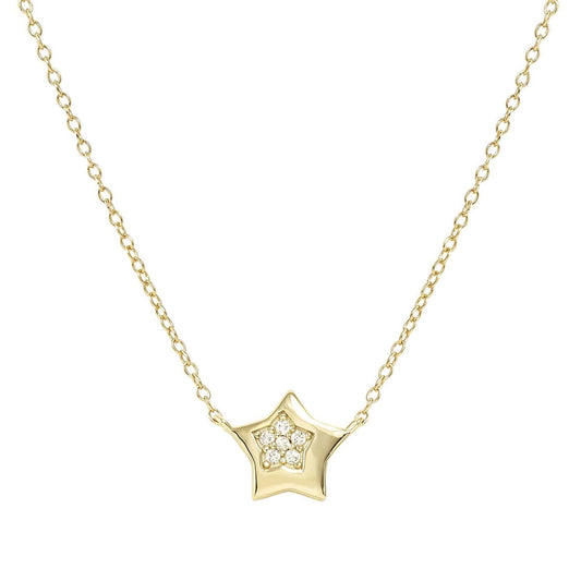 Petit Sparkle Necklace in 925 Sterling Silver and Cubic Zirconia Gold Star