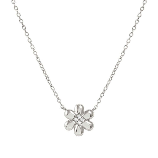 Petit Sparkle Sterling Silver Cubic Zirconia Flower Necklace