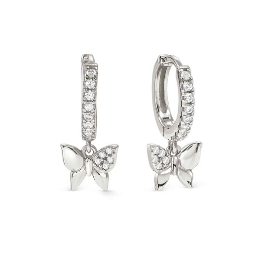 Petite Sparkle Earrings with Butterfly Cubic Zirconia Drop