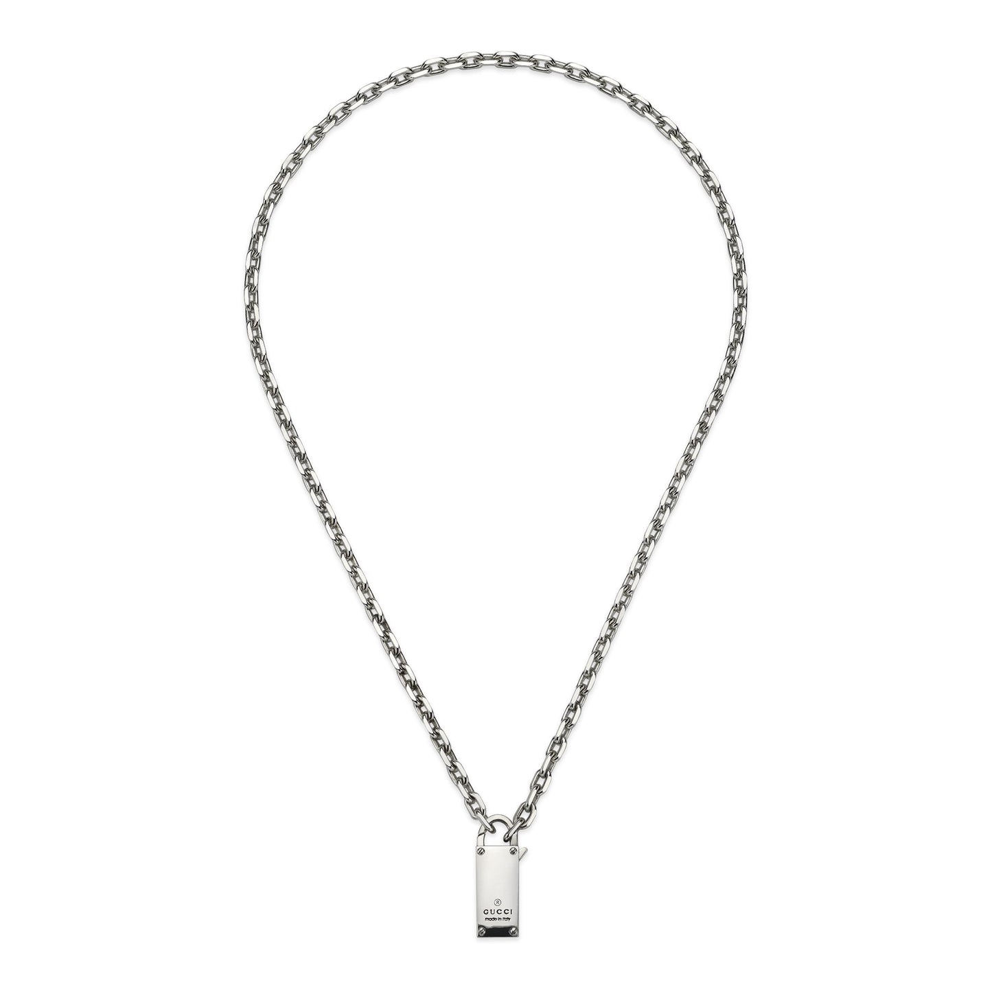 Silver GUCCI Padlock Necklace