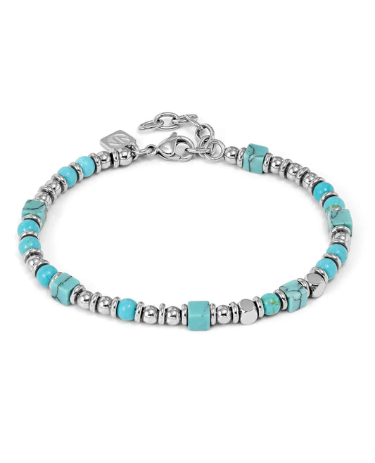 Infinity Bracelet in Steel and Natural Stones in Turquoise