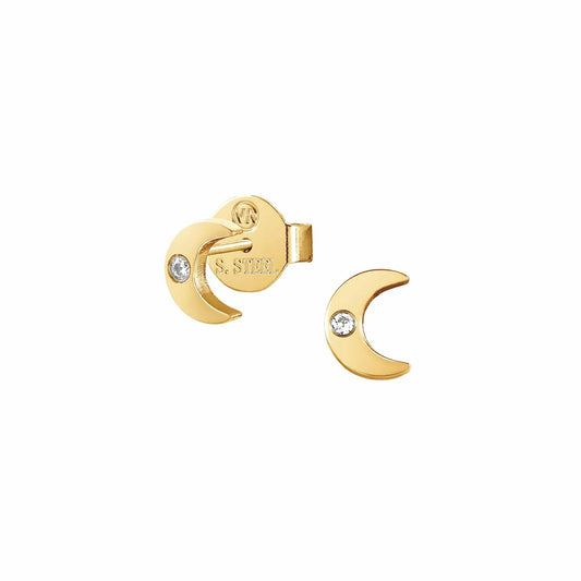 Stardust Gold Plated Moon Earrings