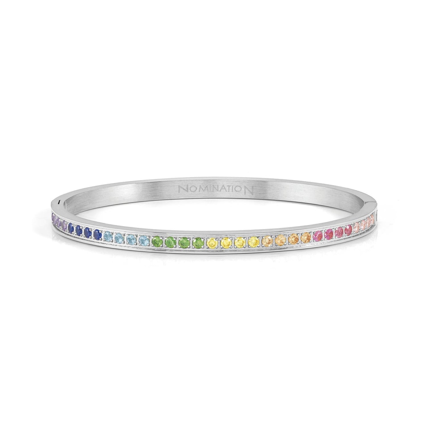 Pretty Bangles in Steel with Rainbow Cubic Zirconia