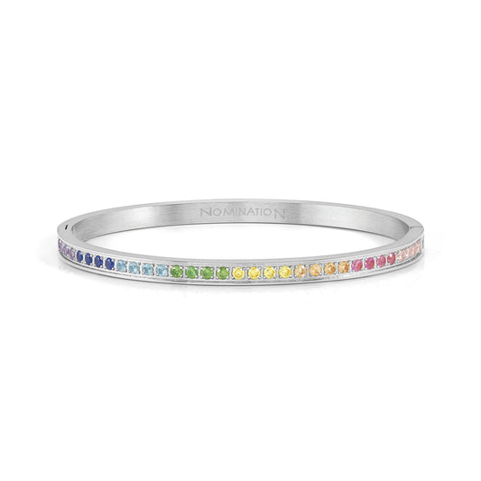 Pretty Bangles in Steel with Rainbow Cubic Zirconia