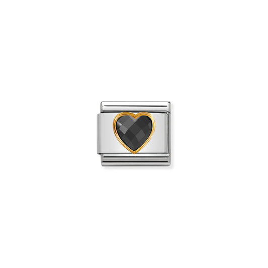 Multifaceted Black and Gold Heart Charm