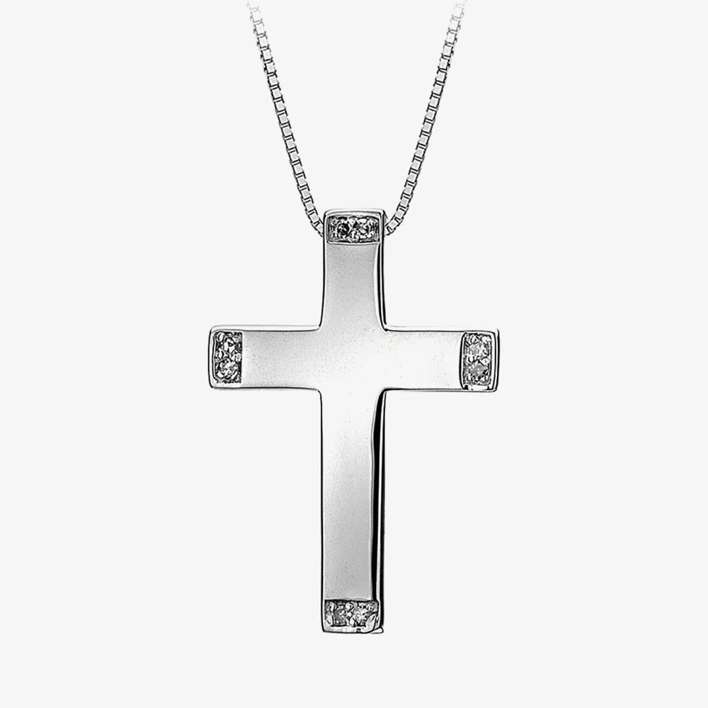 CZ Silver Cross Necklace