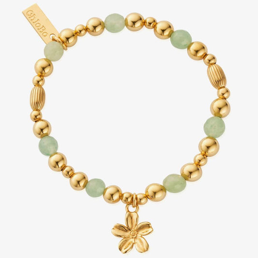 Forget Me Not Gold Plated Aventurine Flower Bead Bracelet
